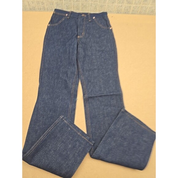 VTG 70S 80S New Boys Kids 28 X 34 Wrangler Dark Denim Carpenter Work Jeans Pants - Picture 6 of 12
